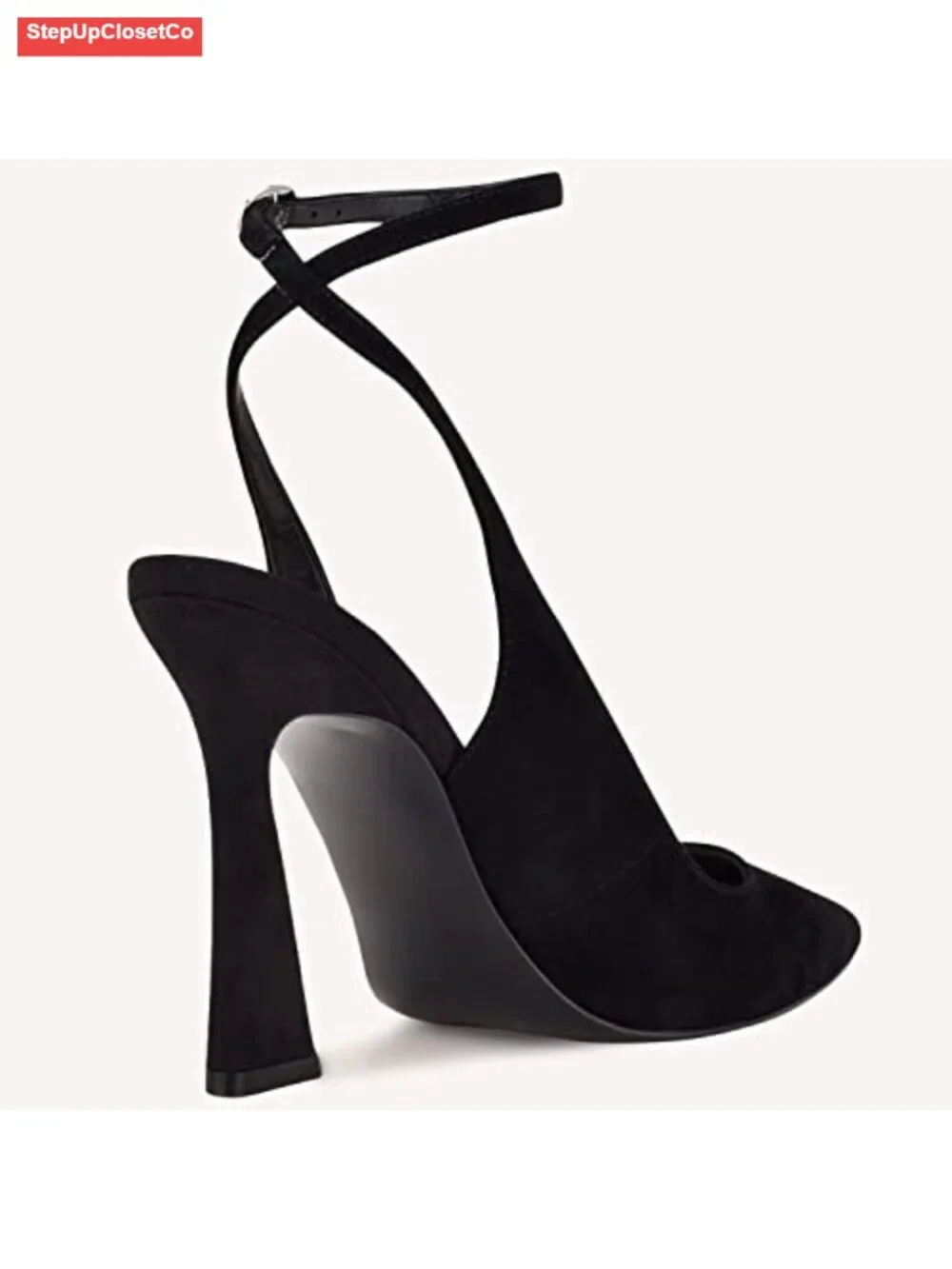 Womens Pointed Toe Slingback Heels High Heel Wedding Pumps Faux Leather